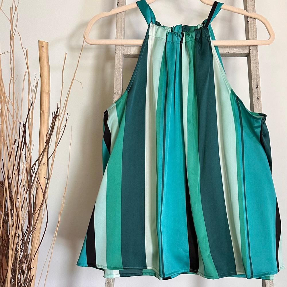 Worthington Teal and Black Striped Dress